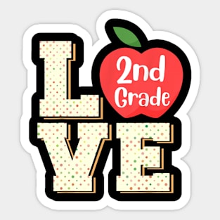 Love 2nd Second Grade TShirt 2nd Grade Student & Teacher Sticker